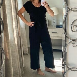 Old Navy Black Short-Sleeve Jumpsuit with Tie Waist